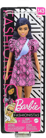 Barbie Fashionistas Doll with Blue Hair and Pink & Black Dress