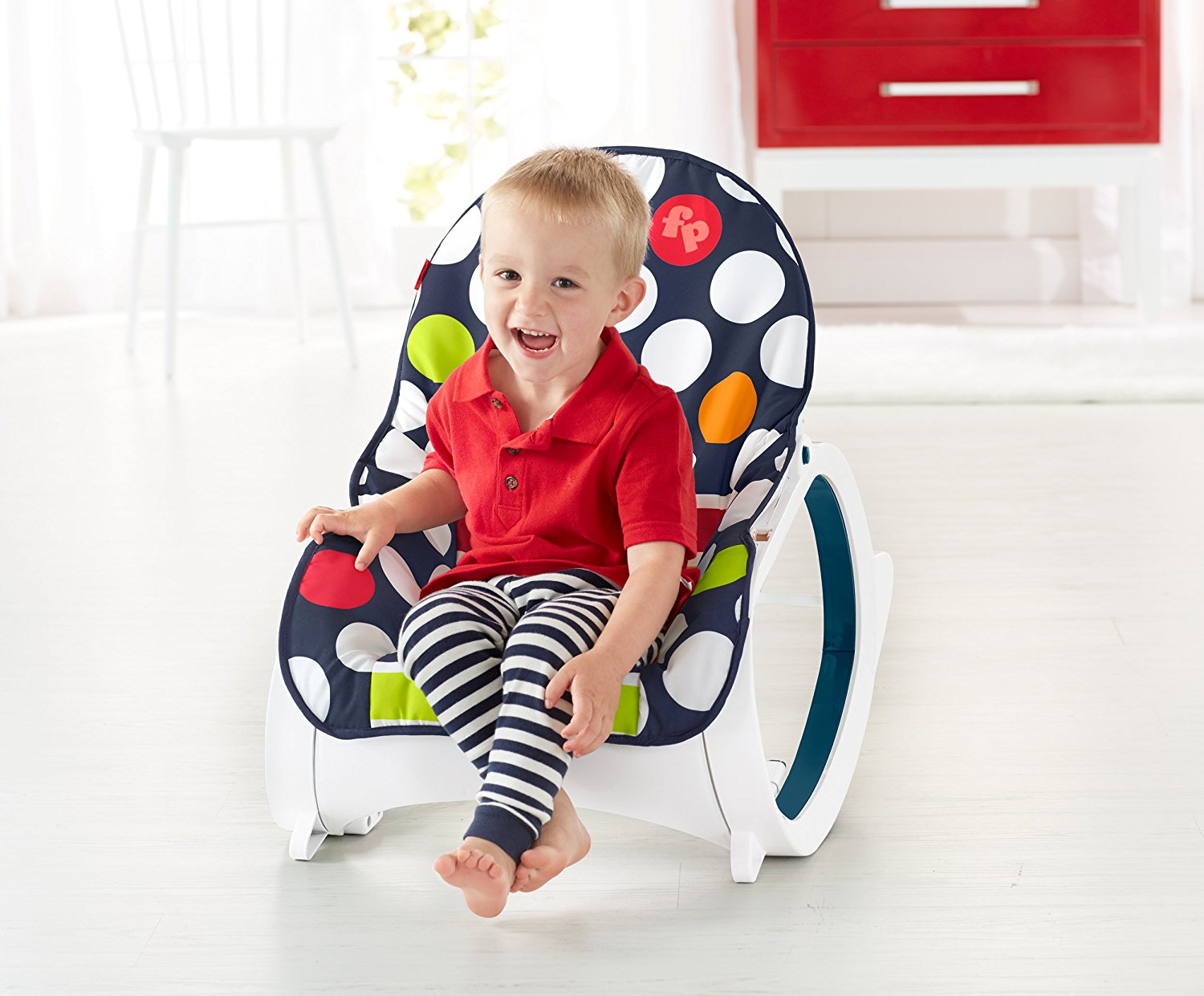 Fisher Price Baby Infant to Toddler Rocker Navy dots Square Imports