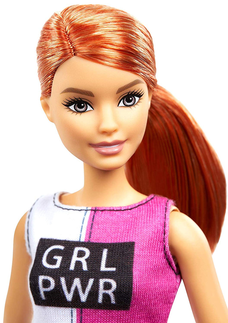 Barbie Fitness Doll Red-Haired With Puppy and 9 Accessories