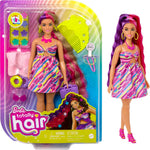 Barbie Totally Hair Flower-Themed Doll, Curvy, 8.5 inch Fantasy Hair, Dress, 15 Hair & Fashion Play Accessories
