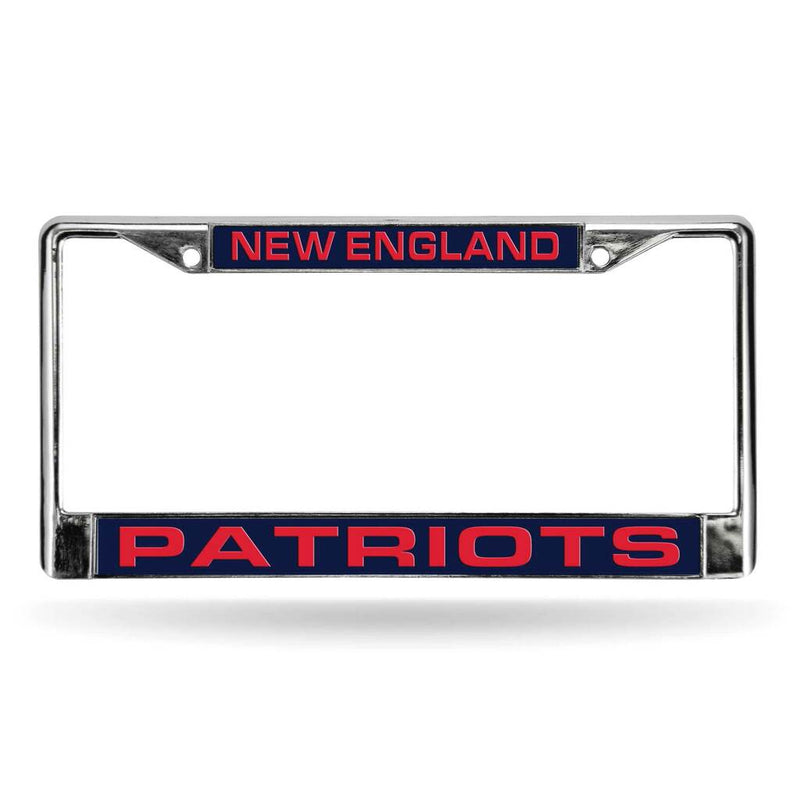 NFL New England Laser-Cut Chrome License Plate Frame