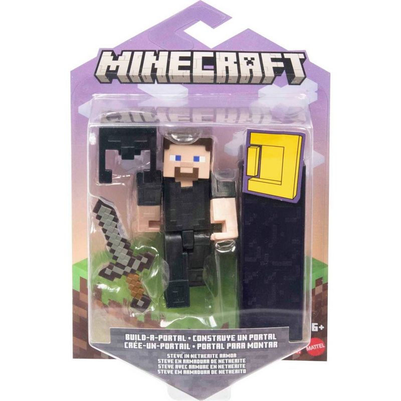 Minecraft Build-A-Portal Steve in Netherite Armor Figure