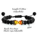 Handmade Black Lava Stone Crown Bracelet