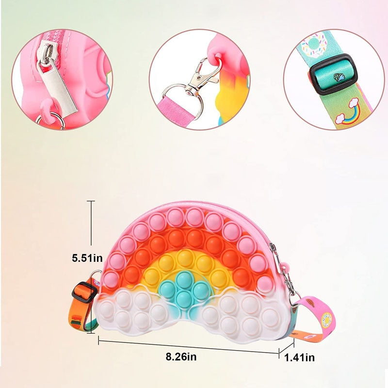 Kawaii Rainbow Bag Pop-it Fidget Toys Purse for Girls