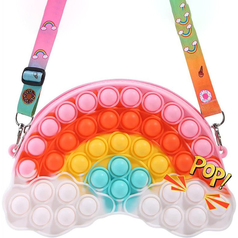 Kawaii Rainbow Bag Pop-it Fidget Toys Purse for Girls