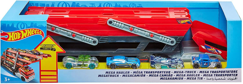 Hot Wheels MEGA Hauler and 4 Cars Vehicles