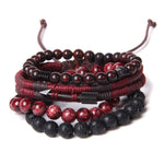 Multilayer Natural Stone Lava Beads Men's Bracelet
