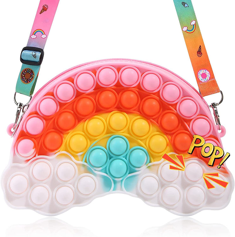 Kawaii Rainbow Bag Pop-it Fidget Toys Purse for Girls