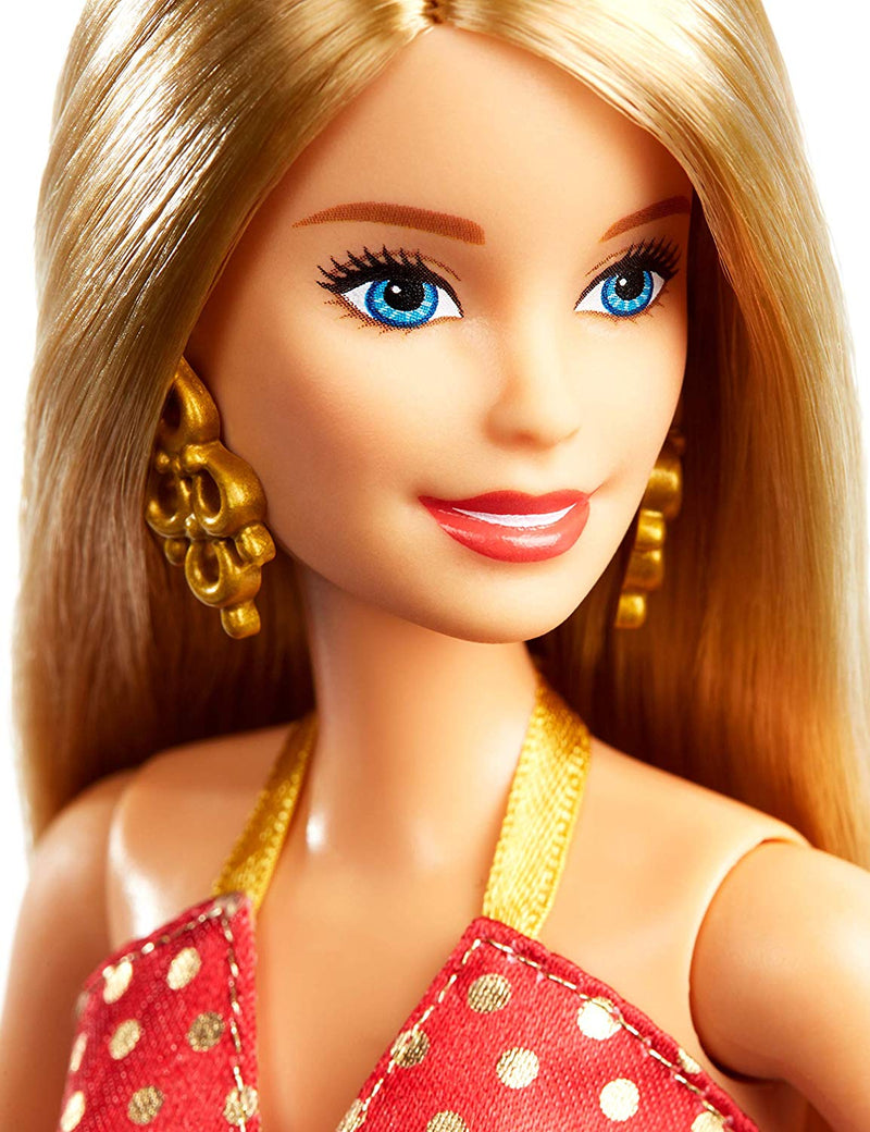 Barbie Holiday RED and Gold Dress