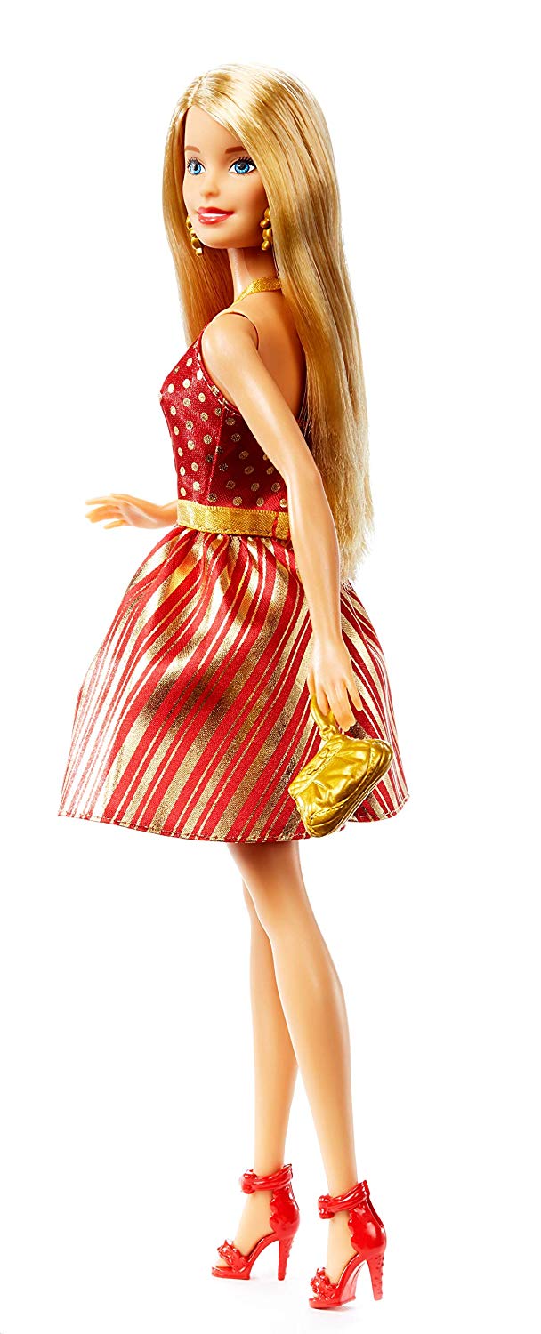 Barbie Holiday RED and Gold Dress