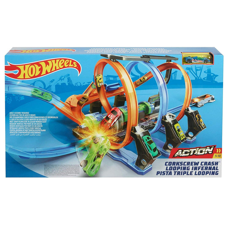Hot Wheels Corkscrew Crash Track Launch Set with One Vehicle