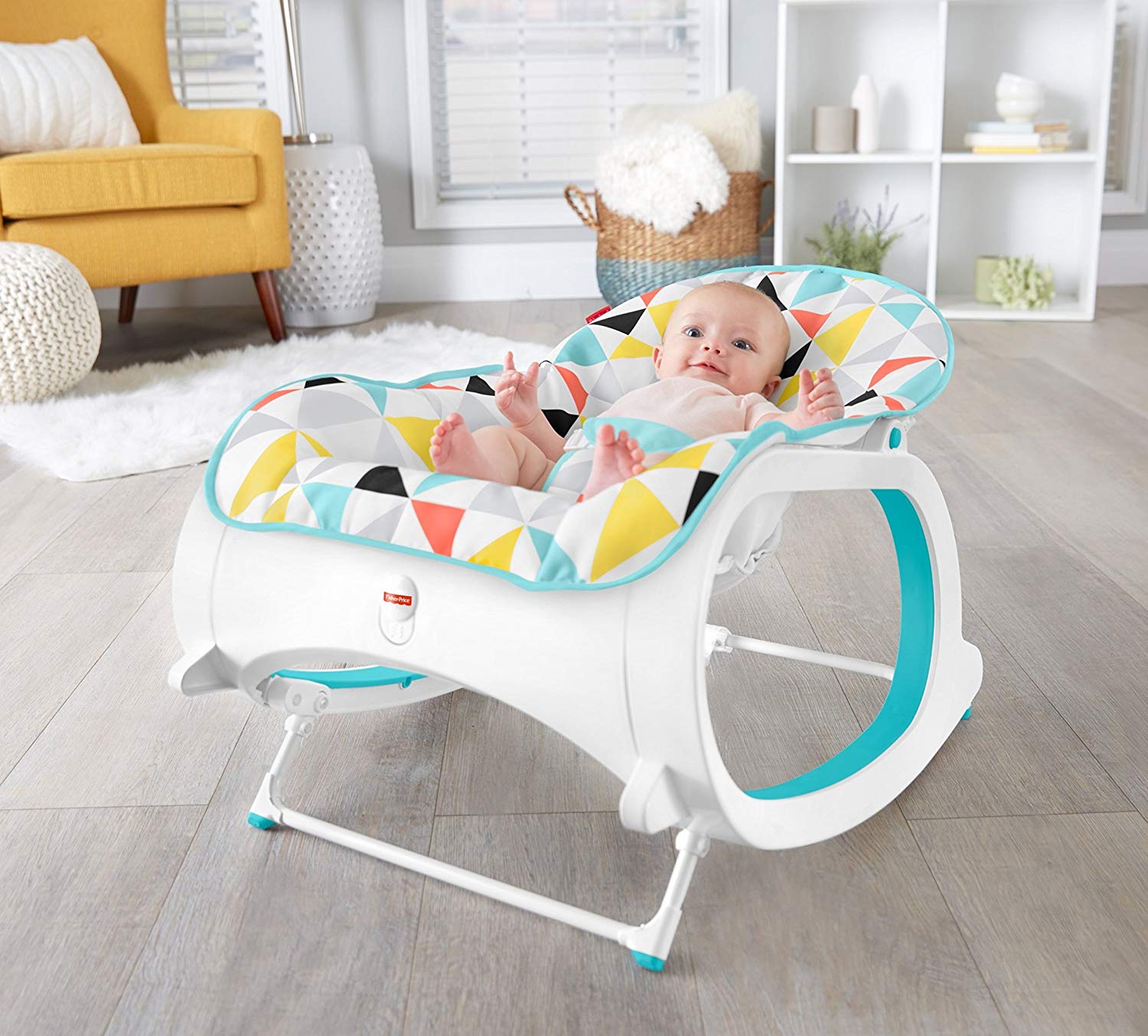 Infant-to-Toddler Rocker, Yellow/Blue/White / Grey – Square Imports