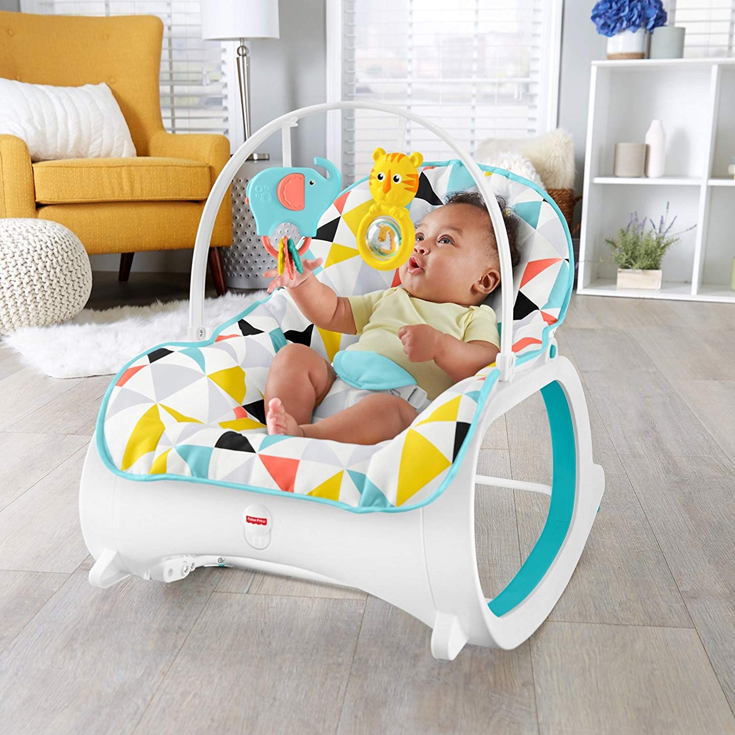 Infant-to-Toddler Rocker, Yellow/Blue/White / Grey – Square Imports