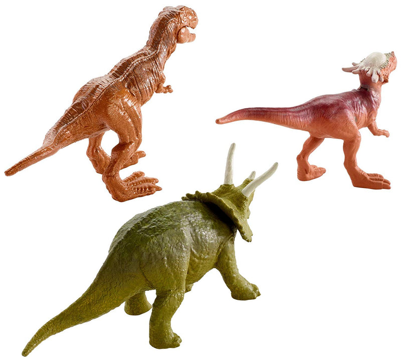 Jurassic World Mini Triceratops, Sygimoloch, & Metallic T-Rex Figures, 3 Pack