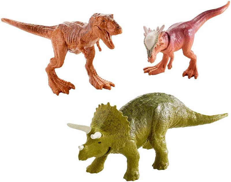 Jurassic World Mini Triceratops, Sygimoloch, & Metallic T-Rex Figures, 3 Pack