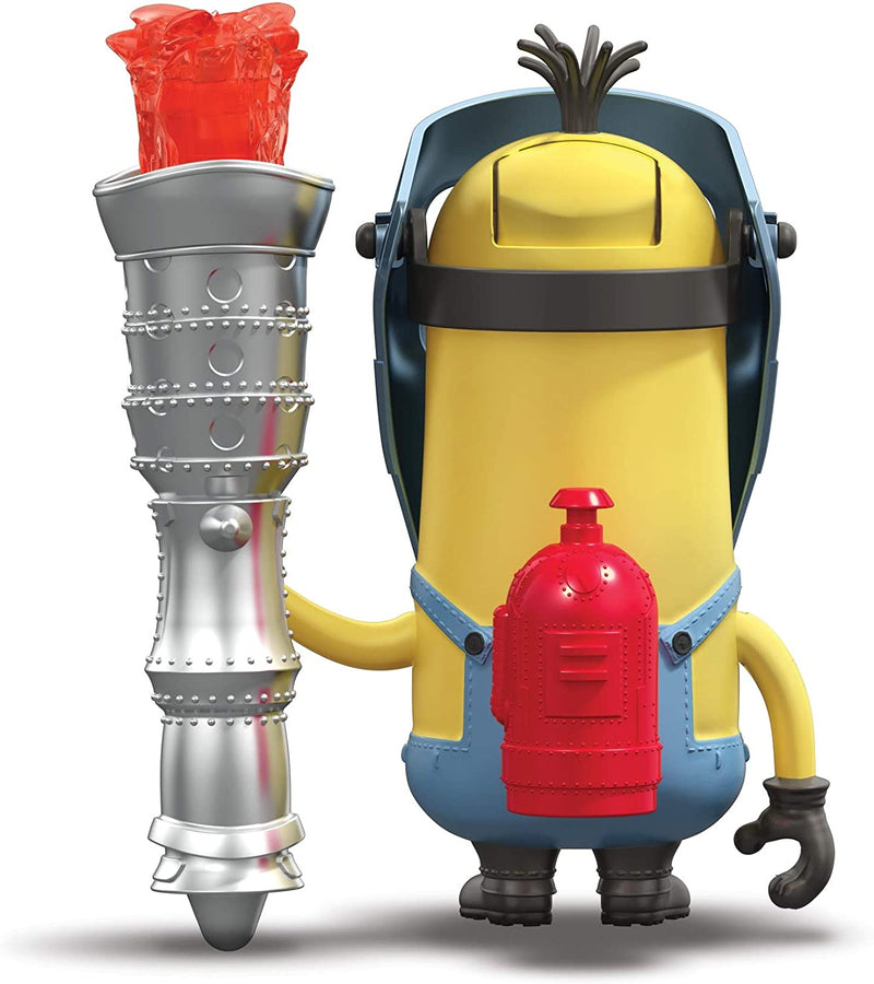 Minions The Rise of Gru Kevin Action Figure with Button Activated Flamethrower and Construction Accessories