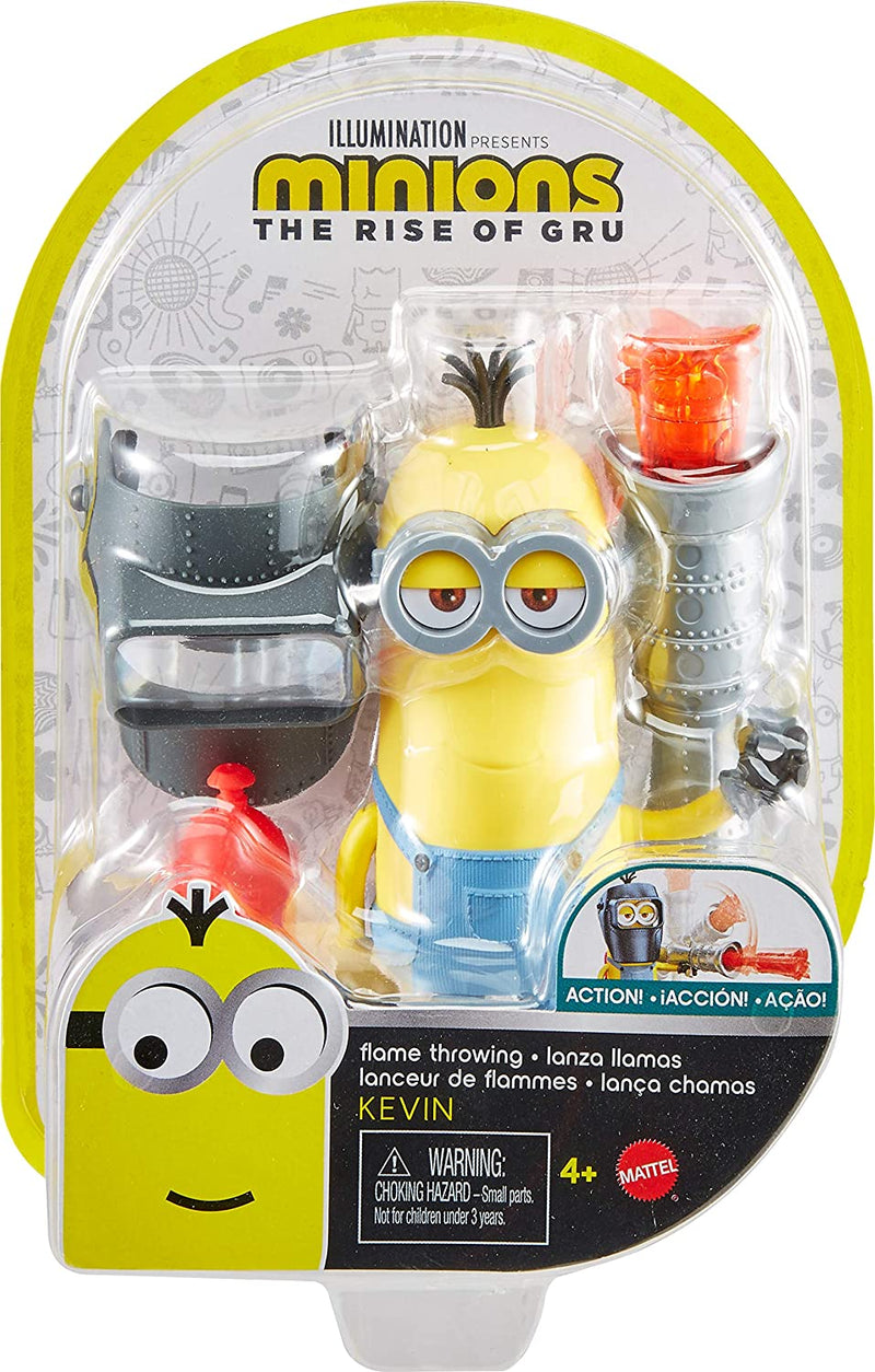 Minions The Rise of Gru Kevin Action Figure with Button Activated Flamethrower and Construction Accessories