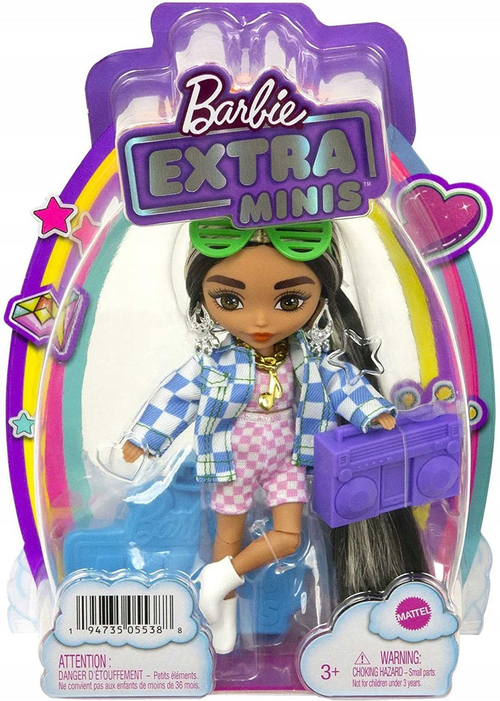 Barbie Extra Minis Blue Checkered Jacket 6-Inch Doll