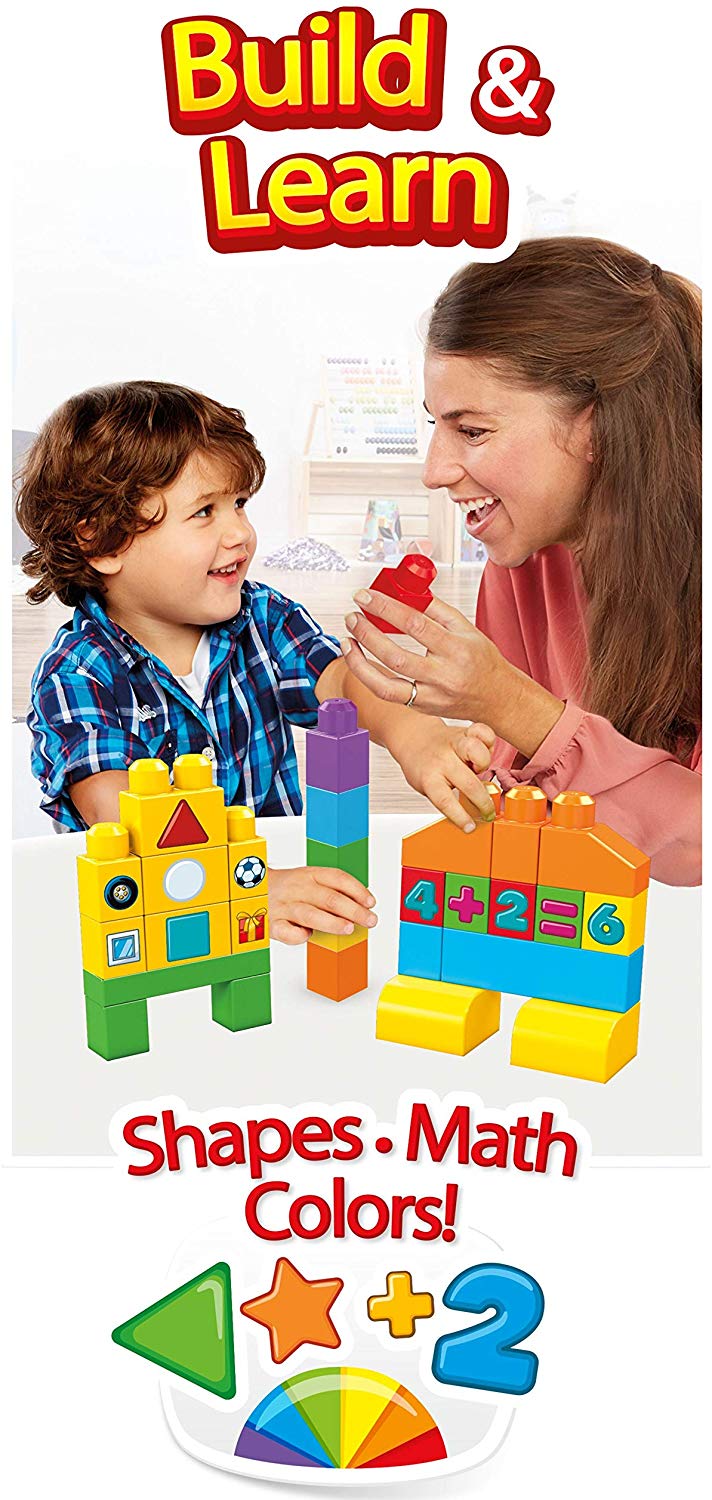 Mega Bloks FVJ49 Set Educativo 150 Pezzi Let's Get Learning Bricks - Blocchi Per Imparare Numeri, Forme E Colori - 1-99 Anni