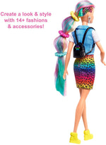 Barbie Leopard Rainbow Hair Doll With Color Change Hair Feature 16 Accessories