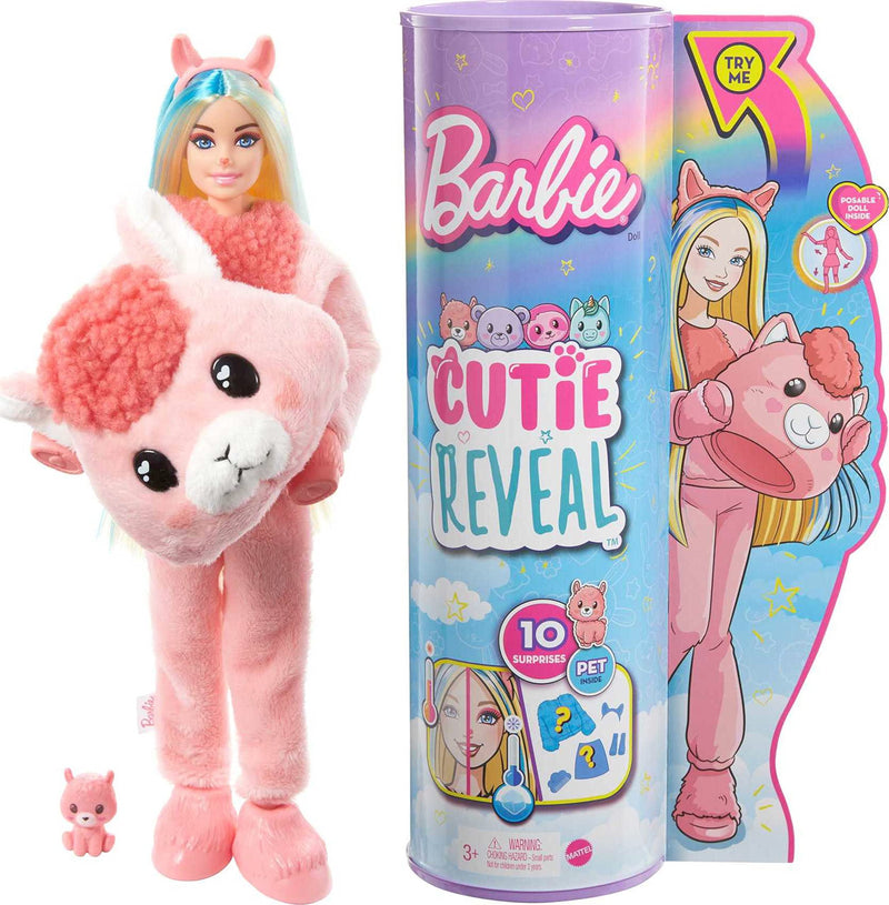 Barbie Doll Cutie Reveal Llama Fantasy Series Doll with 10 Surprises Pet