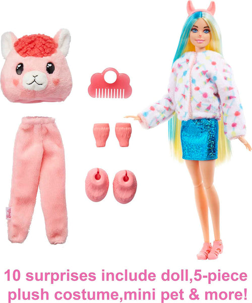 Barbie Doll Cutie Reveal Llama Fantasy Series Doll with 10 Surprises Pet