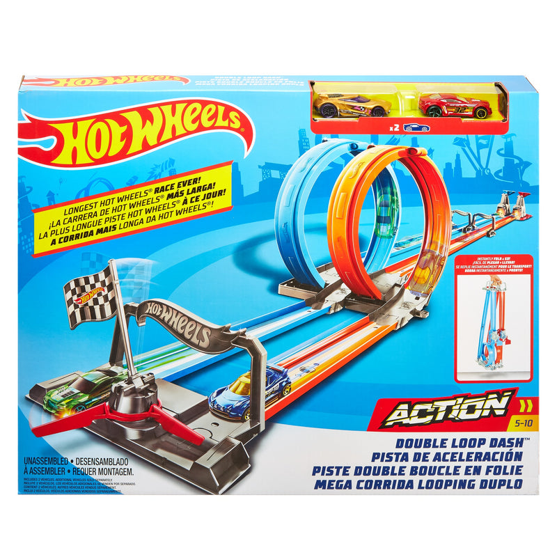 Hot Wheels Double Loop Dash Drag Racing Playset