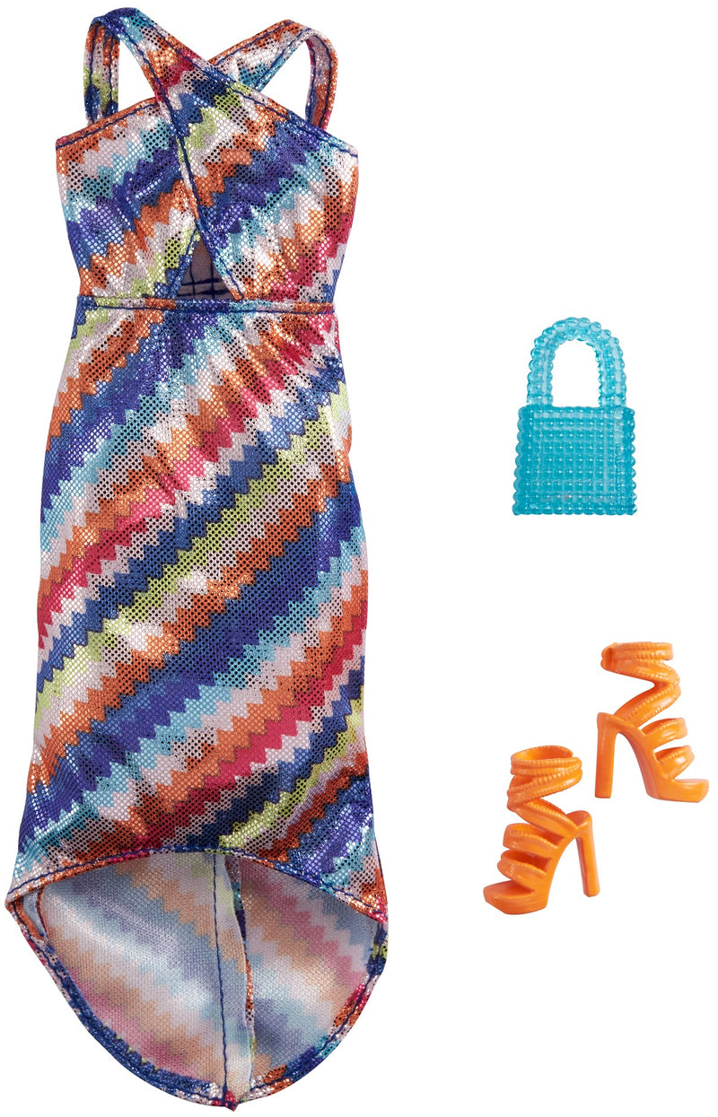 Barbie Fashion Pack with Shimmery Striped Maxi Dress, Purse & Shoes