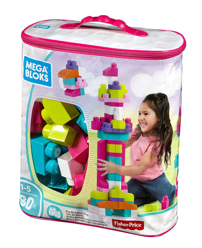 Mega Bloks Big Building Bag, Pink, 80 Piece