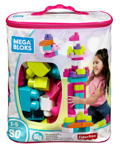 Mega Bloks Big Building Bag Pink 80 Piece Square Imports