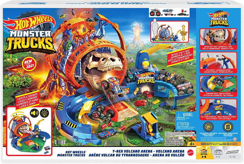 Hot Wheels Monster Trucks T-Rex Volcano Arena Playset