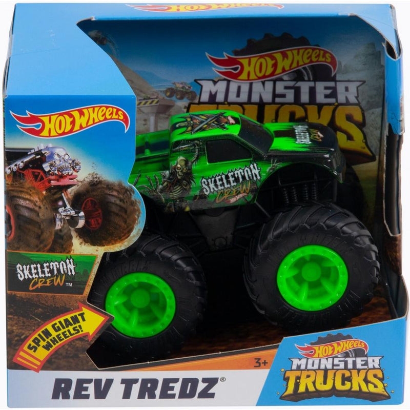 Hot Wheels Monster Trucks 1 43 Scale Skeleton Crew Rev Tredz Toy Truck Square Imports