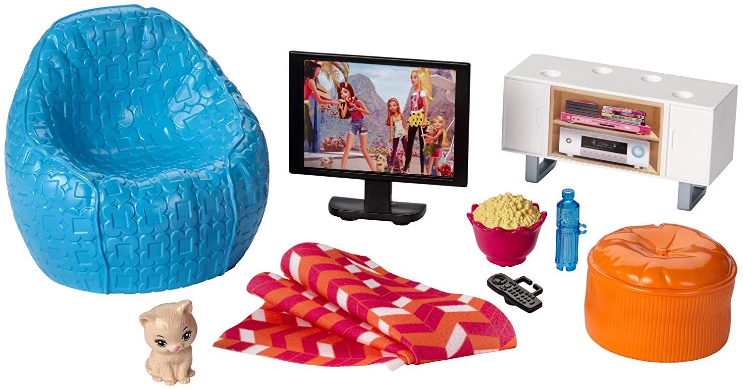 Barbie movie night shop & kitten playset