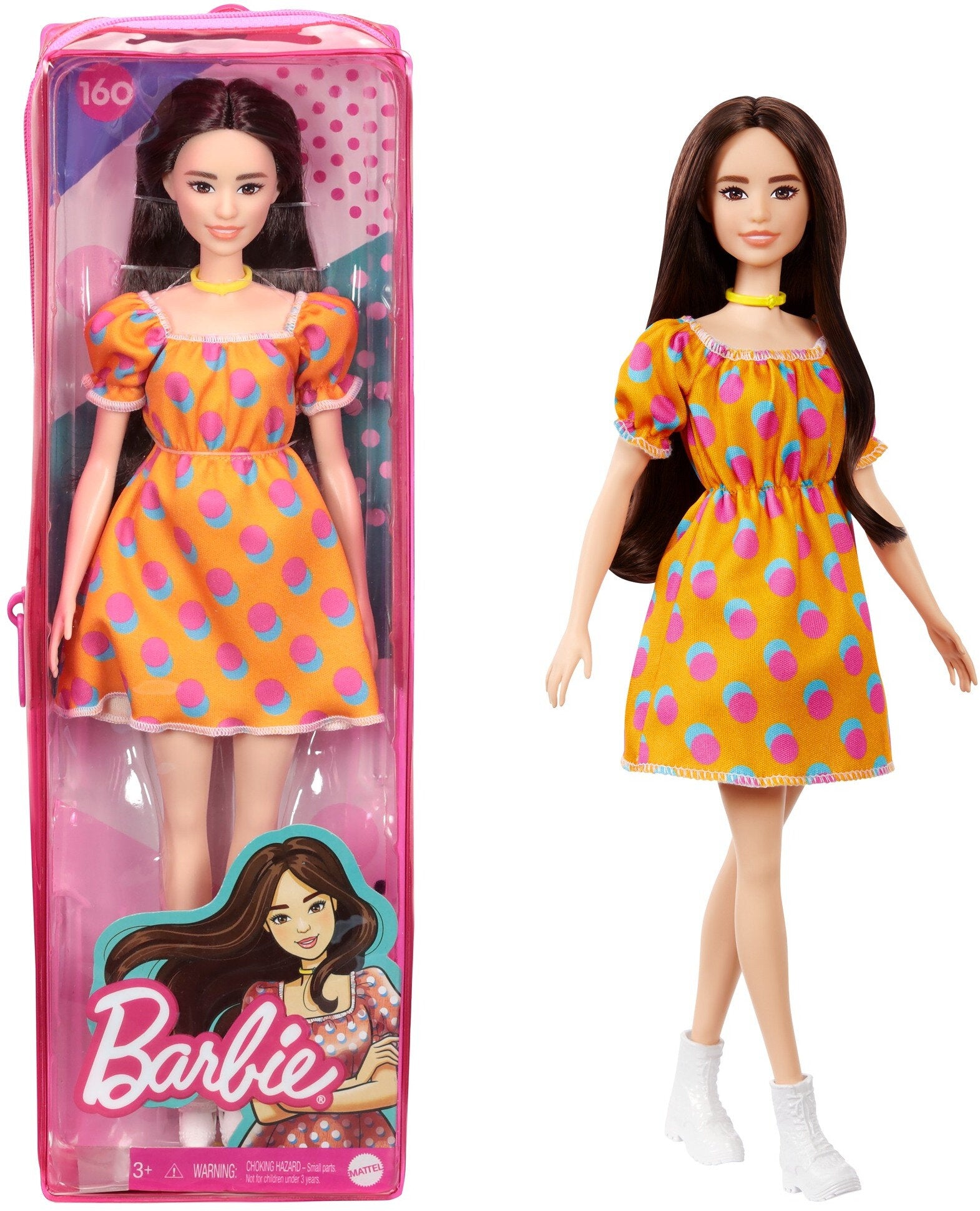 Barbie Fashionistas Doll Long Brunette Hair Wearing Orange Dress Square Imports Barbie Fashionistas Doll Long Brunette Hair Wearing Orange Dress Square Imports