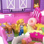 Polly Pocket On the Farm Piggy Compact, Farm Theme, Micro Polly Doll & Friend Doll, 2 Animal Figures (1 Alpaca with Hair)