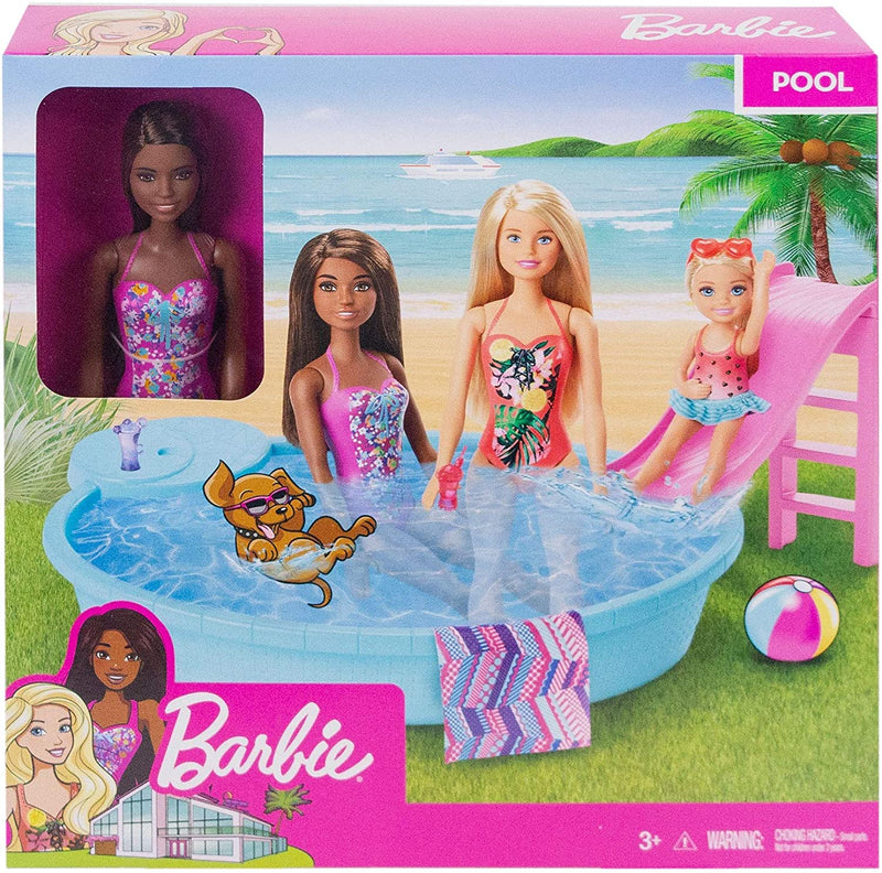 Barbie Estate Playset with Brunette Doll, Pool, Slide & Accessories