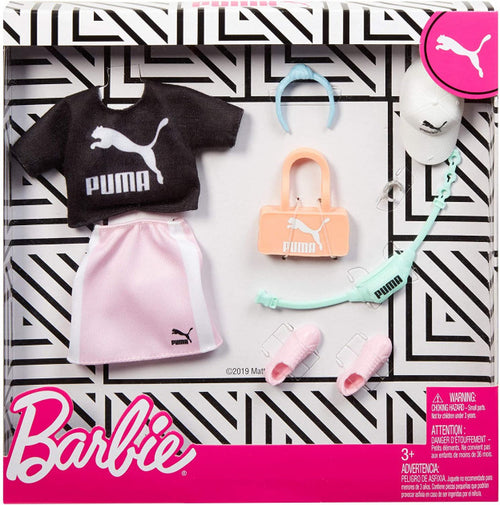 Barbie PUMA Fashion Black Top, Pink Skirt & 6 Accessories