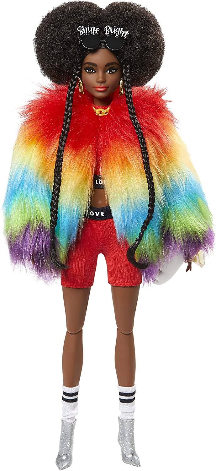 Barbie Extra Doll in Rainbow Coat with Pet Poodle