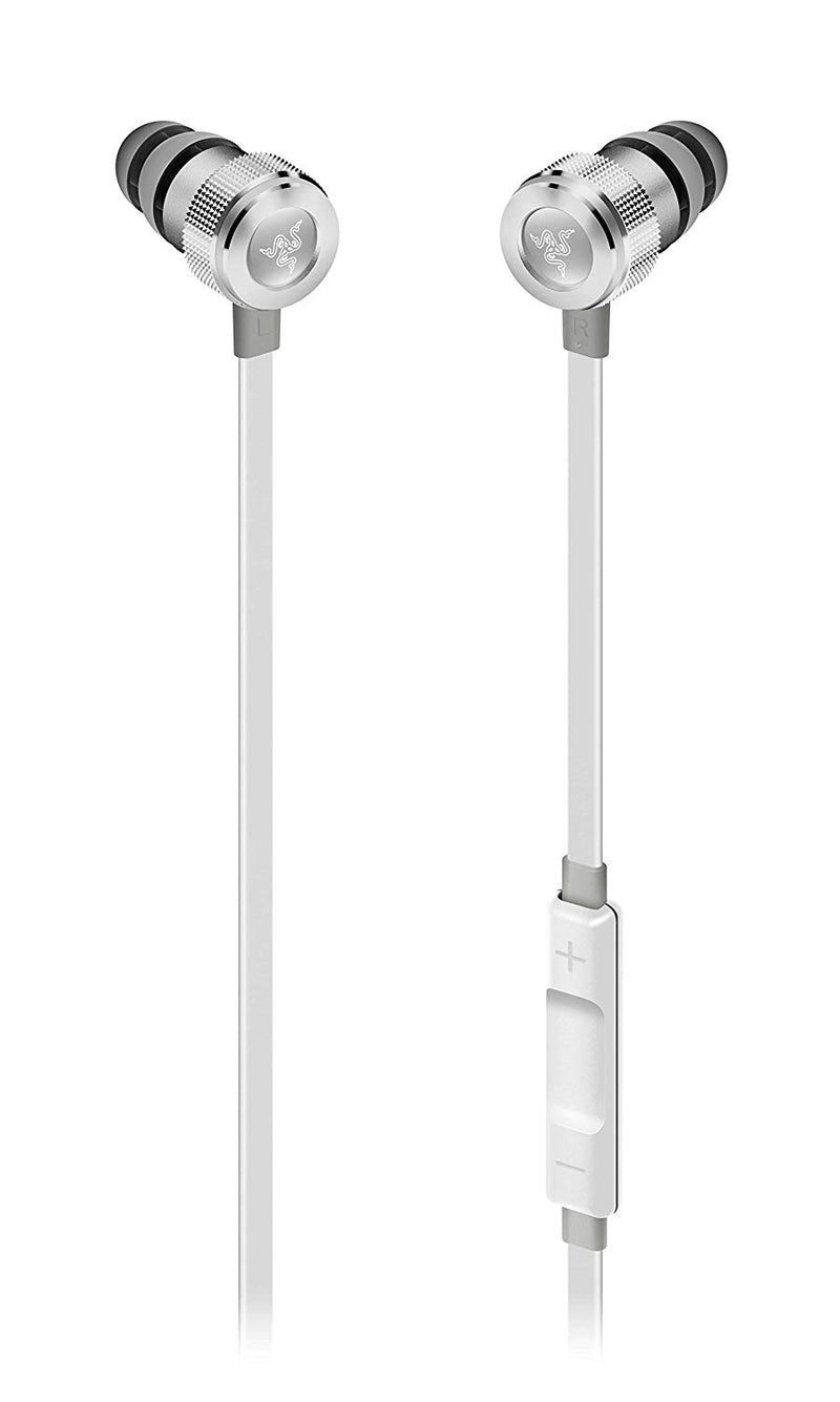 Razer Hammerhead Earbuds for iOS: DAC Custom Tuned Dual Driver Technology In Line Mic & Volume Control, Mercury White