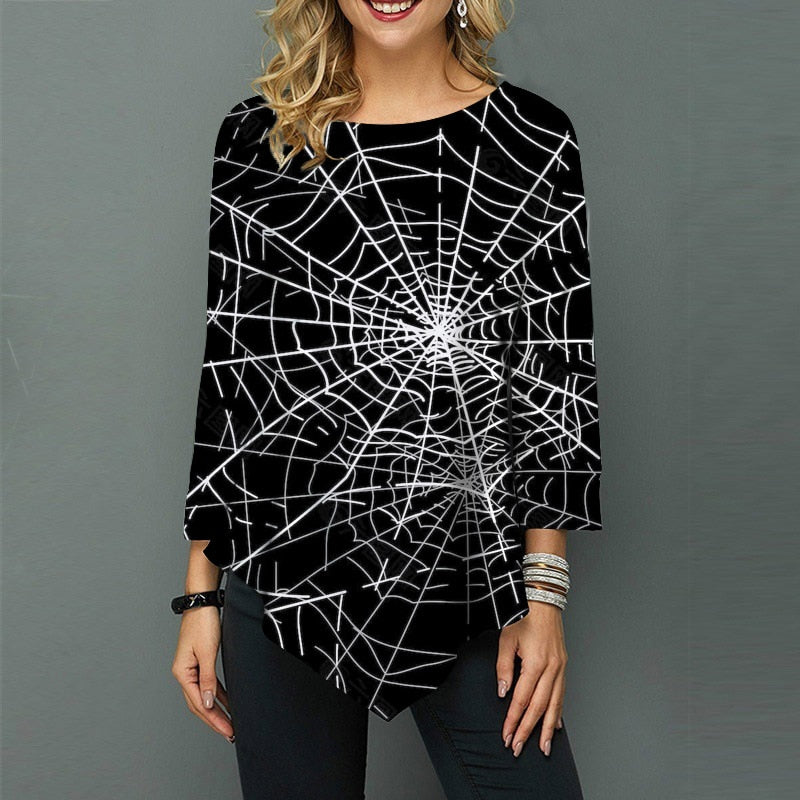 Women's Halloween Round Neck Long Sleeve T-Shirt