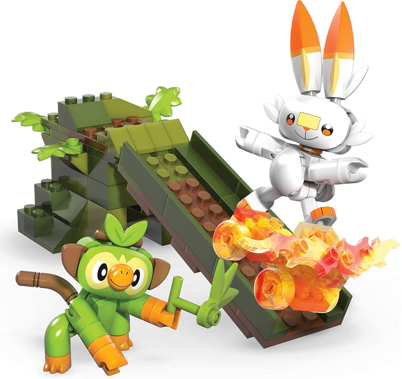 Mega Construx Pokemon Grookey vs. Scorbunny Figure Building Set