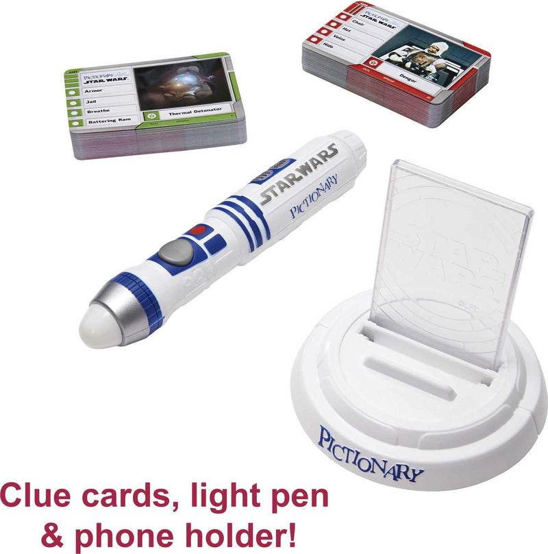 Pictionary Air Star Wars Family Drawing Game for Kids and Adults with R2-D2 Lightpen and Two Levels of Clues