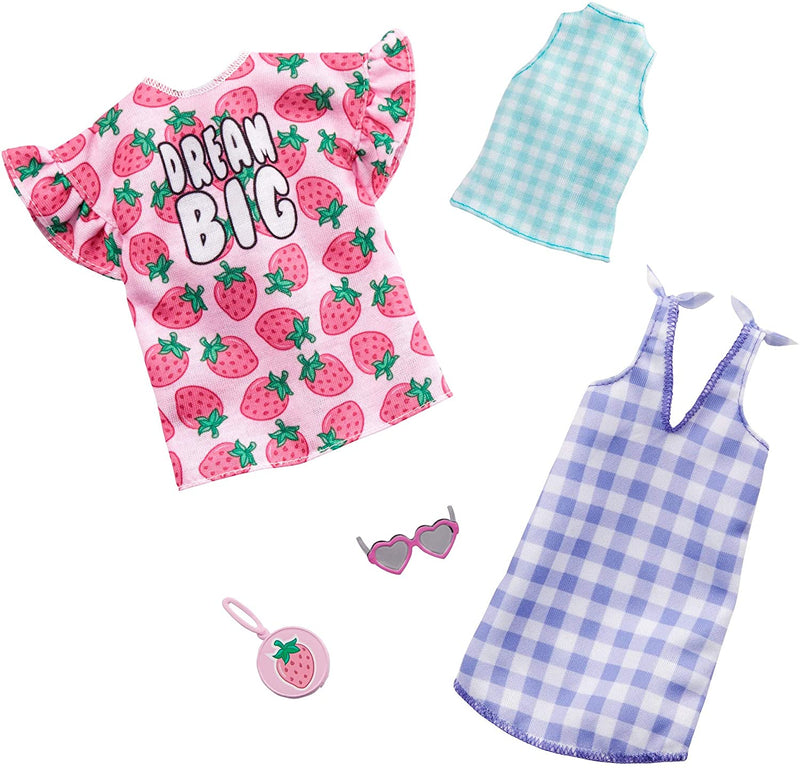 Barbie Clothes Strawberry Checked Outfits and 2 Accessories for Barbie Doll