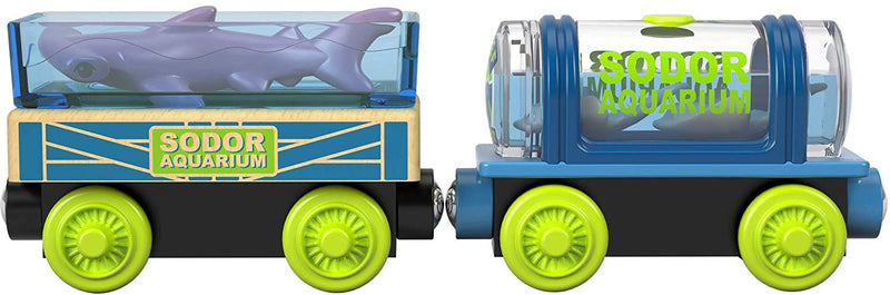 Thomas & Friends Wood Aquarium Cargo Train Cars with Sea Creatures