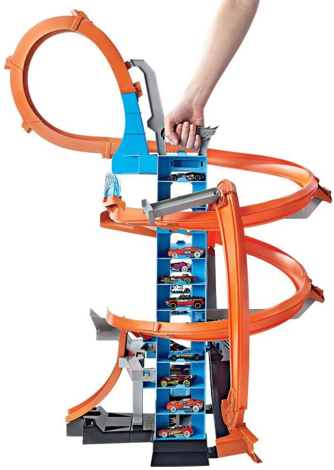  Hot Wheels Toy Car Track Set Sky Crash Tower, More Than 2.5-Ft  Tall with Motorized Booster, 1:64 Scale Toy Car : Toys & Games