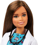 Barbie Pet Vet Brunette Doll with Career Pet print Dress, Medical Coat, Shoes and Kitty Patient