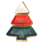 Bamboo Christmas Tree Snack Tray Plate