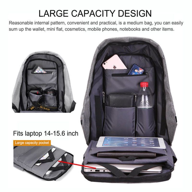 Anti-theft Backpack with USB Charging Port Slim Backpack for 15.6 Inch Laptop