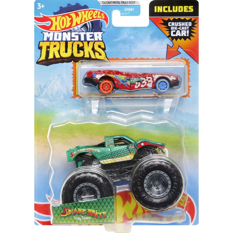 Mattel Monster Trucks Vehicle With Cars Snake Bite