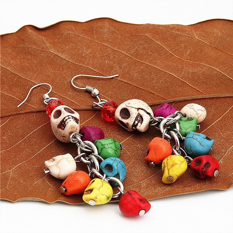 Colorful Skull Beads Earrings